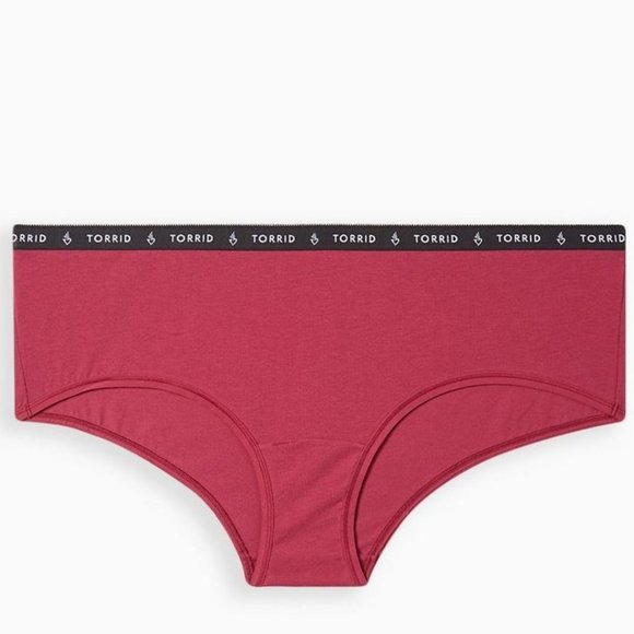 Torrid Panties 1X (14-16) Cheeky Burgundy Logo Cotton Mid Rise Plus Panty New - Picture 1 of 3